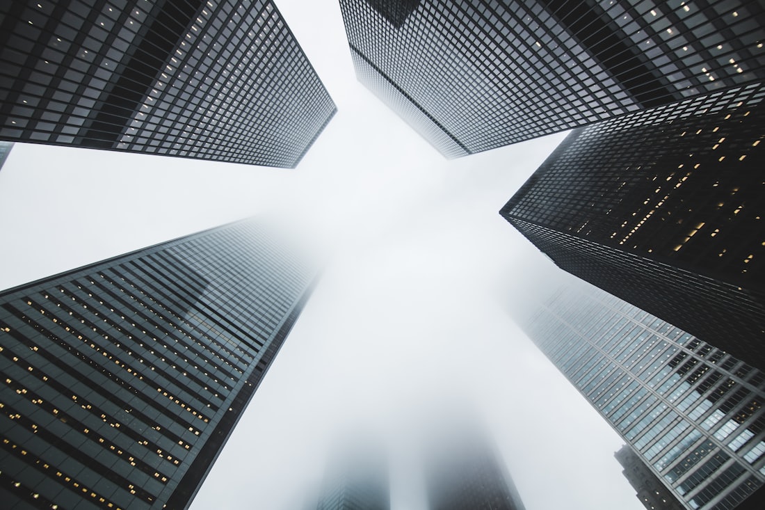 Modern skyscrapers viewed from below